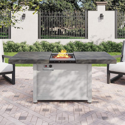 Napa 59-Inch Rectangular Outdoor Propane Fire Pit Table with Extendable Top