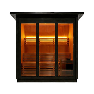 Custom 6-Person Luxury Canadian Red Cedar Outdoor Steam Sauna with Heater