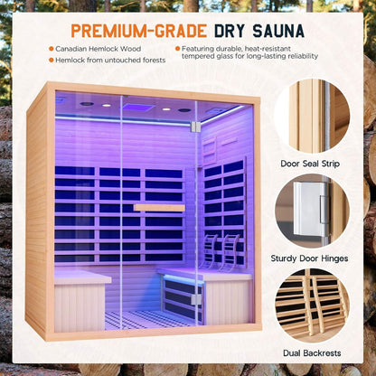 Seville 4-Person Low EMF Canadian Hemlock Indoor Infrared Sauna