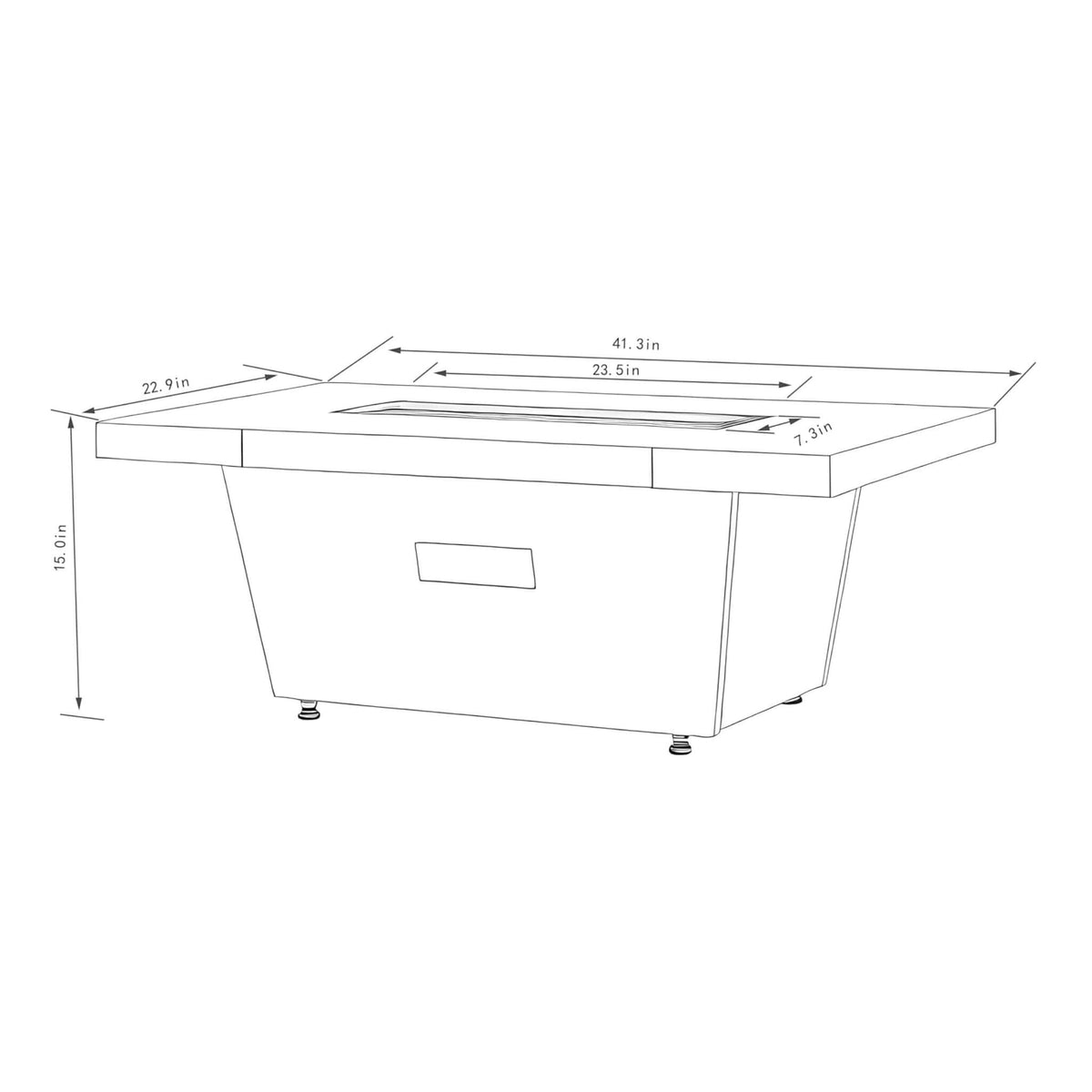 Alora 42" Contemporary Rectangular Flint Gray Propane Fire Pit Table with Fire Glass