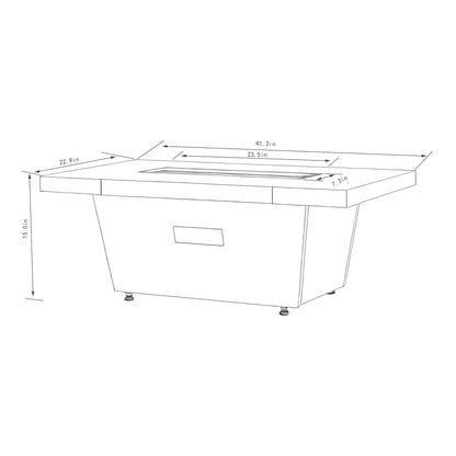 Alora 42" Contemporary Rectangular Flint Gray Propane Fire Pit Table with Fire Glass