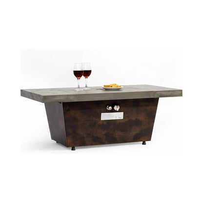 Alora 42" Contemporary Rectangular Flint Gray Propane Fire Pit Table with Fire Glass