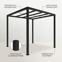 8 Ft. X 8 Ft. Matte Black Aluminum Pergola — Lifestyle