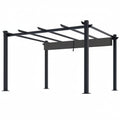 16 Ft. W X 12 Ft. D Aluminum Pergola Outdoor with Dark Gray Retractable Canopy