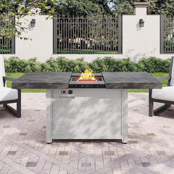 Napa 59-Inch Rectangular Outdoor Propane Fire Pit Table with Extendable Top