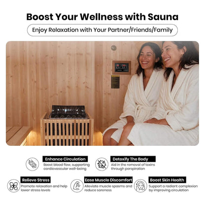 Varenna 6-Person Outdoor Carbonized Spruce Barrel Sauna with 9kW Heater
