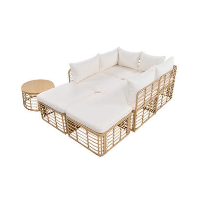 Modern 7-Piece Modular Outdoor Rattan Sofa Set