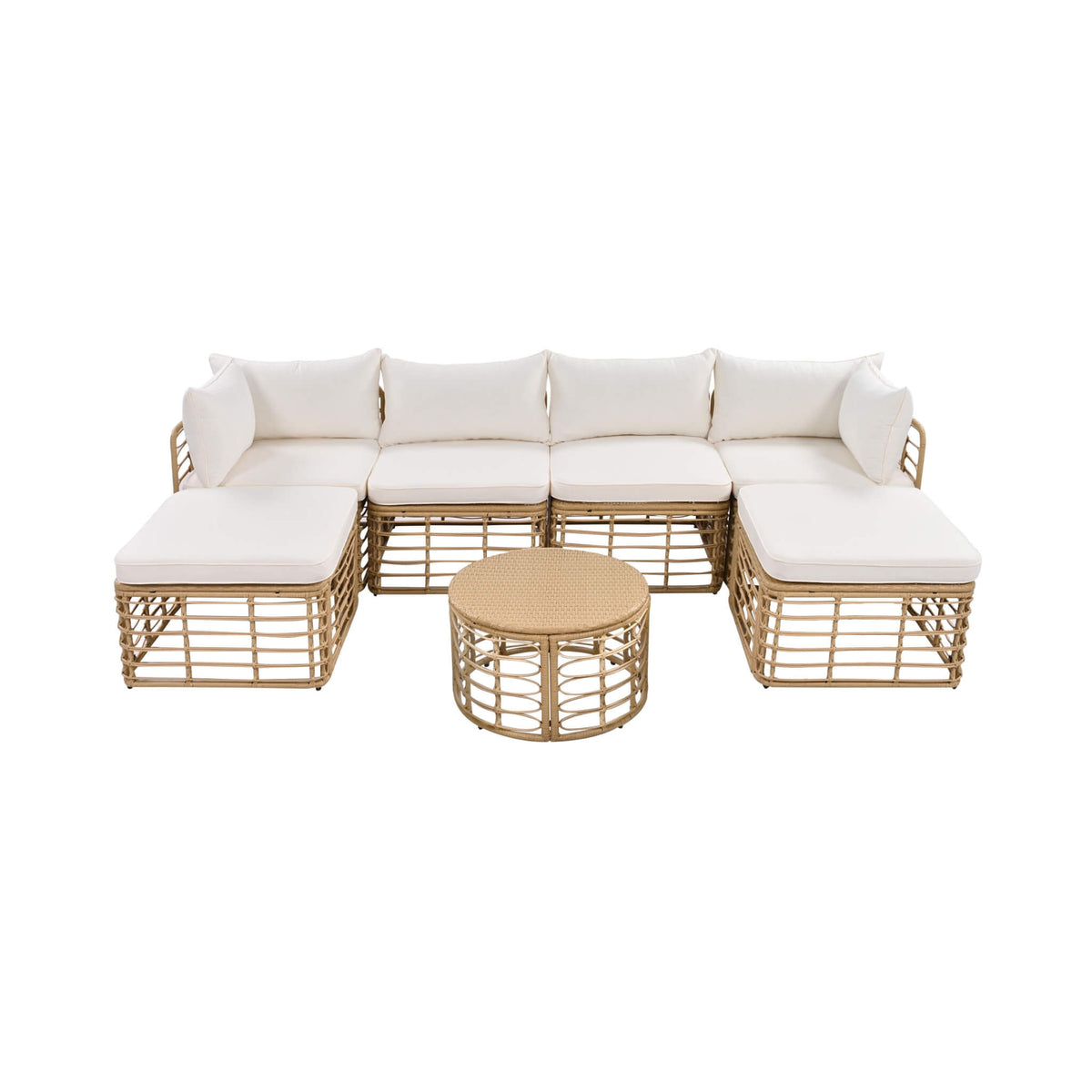 Modern 7-Piece Modular Outdoor Rattan Sofa Set