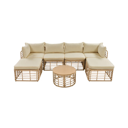 Modern 7-Piece Modular Outdoor Rattan Sofa Set
