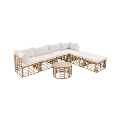 Modern 7-Piece Modular Outdoor Rattan Sofa Set