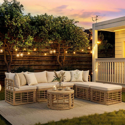 Modern 7-Piece Modular Outdoor Rattan Sofa Set
