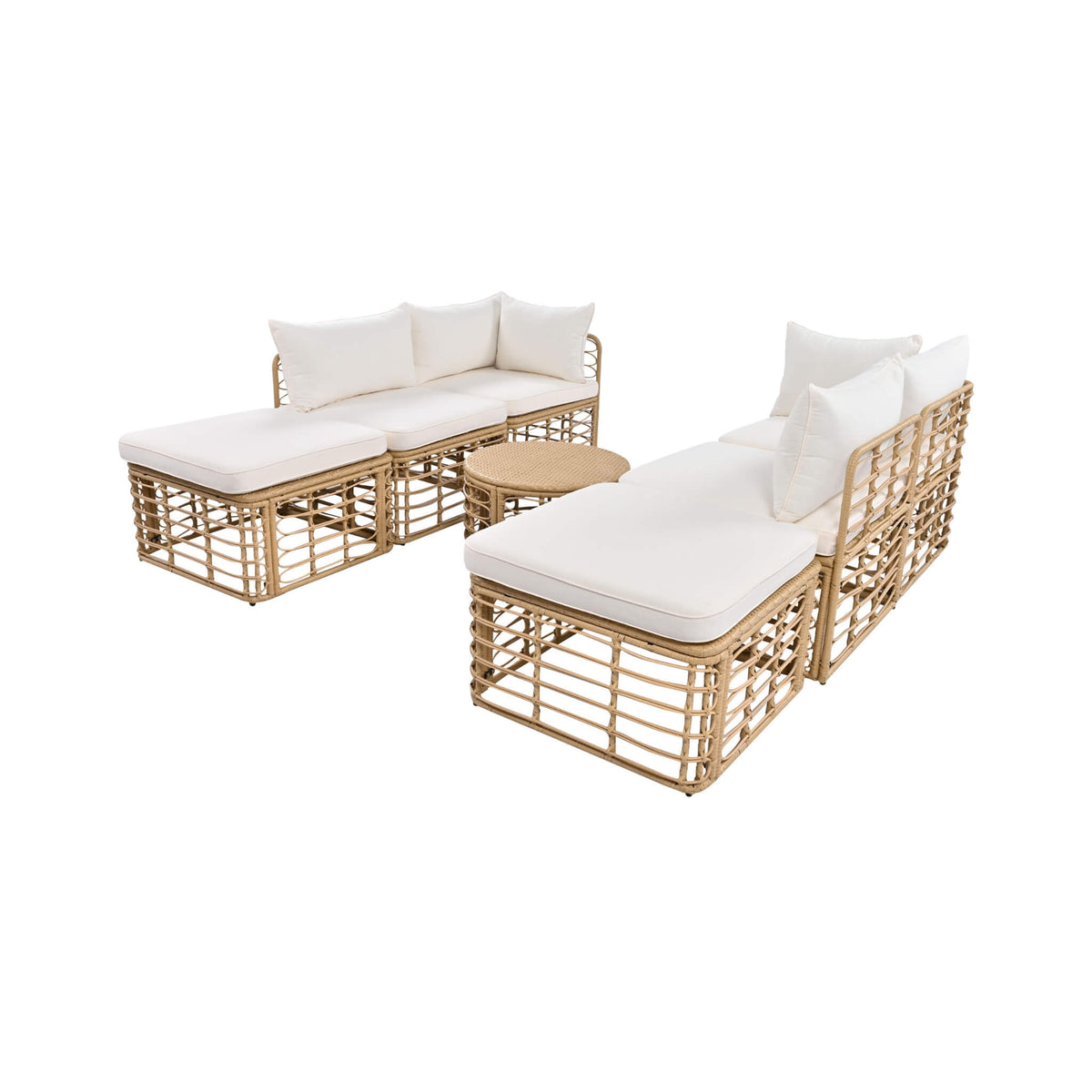 Modern 7-Piece Modular Outdoor Rattan Sofa Set
