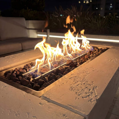 Montecito 71-Inch Rectangular Outdoor Fire Pit Table with Glass Wind Guard
