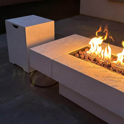 Montecito 71-Inch Rectangular Outdoor Fire Pit Table with Glass Wind Guard