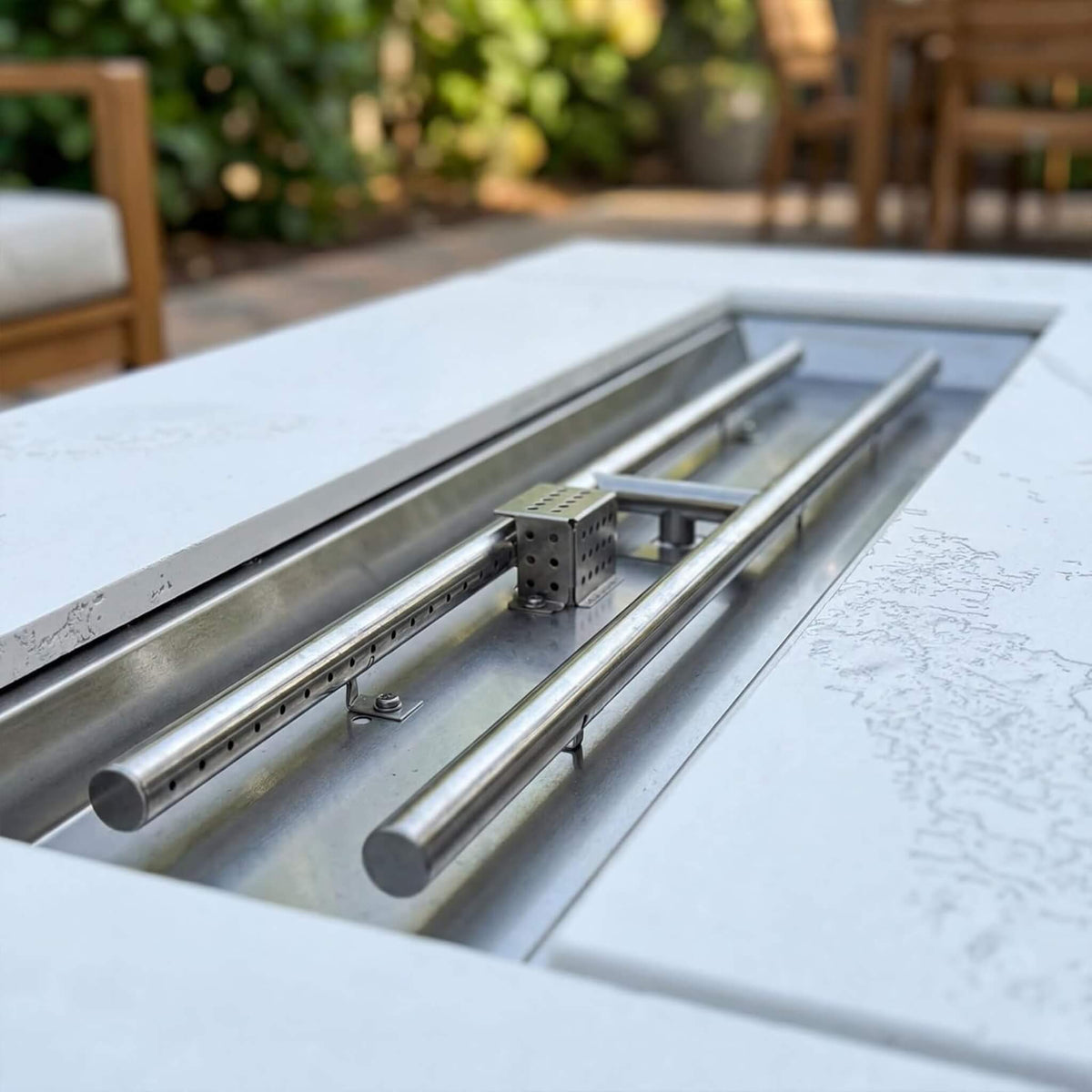 Montecito 71-Inch Rectangular Outdoor Fire Pit Table with Glass Wind Guard