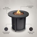 30" Propane Gas Fire Pit Table, 50000 BTU round Steel Fire Pit