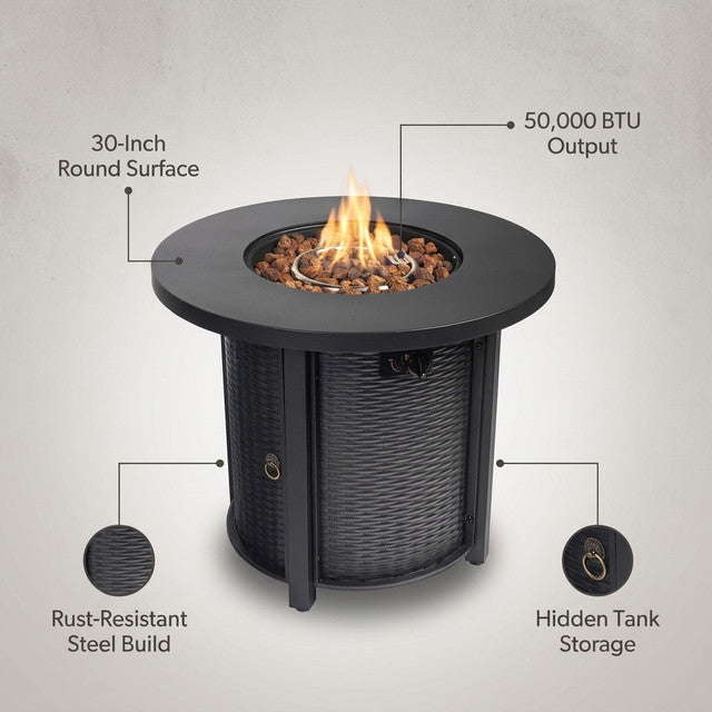 30" Propane Gas Fire Pit Table, 50000 BTU round Steel Fire Pit — Lifestyle
