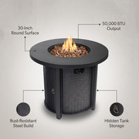 30" Propane Gas Fire Pit Table, 50000 BTU round Steel Fire Pit — Lifestyle