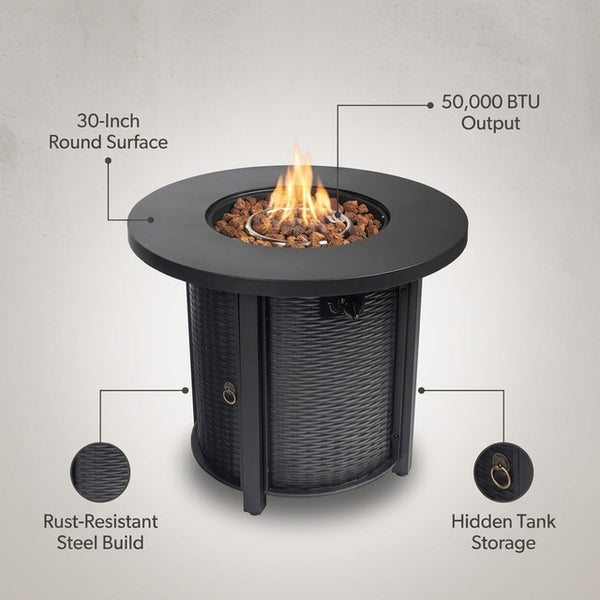 30" Propane Gas Fire Pit Table, 50000 BTU round Steel Fire Pit — Lifestyle