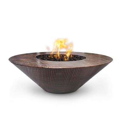 The Outdoor Plus Cazo 48" Wide Ledge Hammered Copper Gas Fire Pit