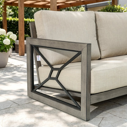 Marindo 6-Piece Swivel Sofa Lounge Set with 50,000 BTU Fire Table