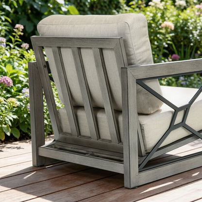 Marindo 7-Piece Aluminum Fire Table Lounge Set with Ottomans