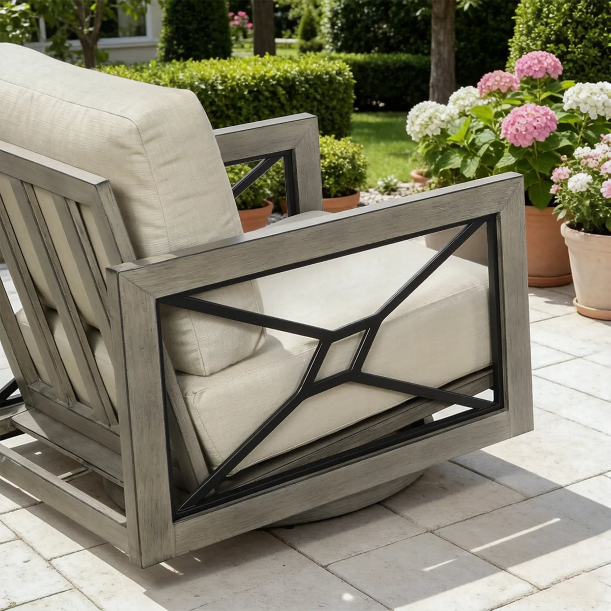 Marindo 6-Piece Swivel Sofa Lounge Set with 50,000 BTU Fire Table