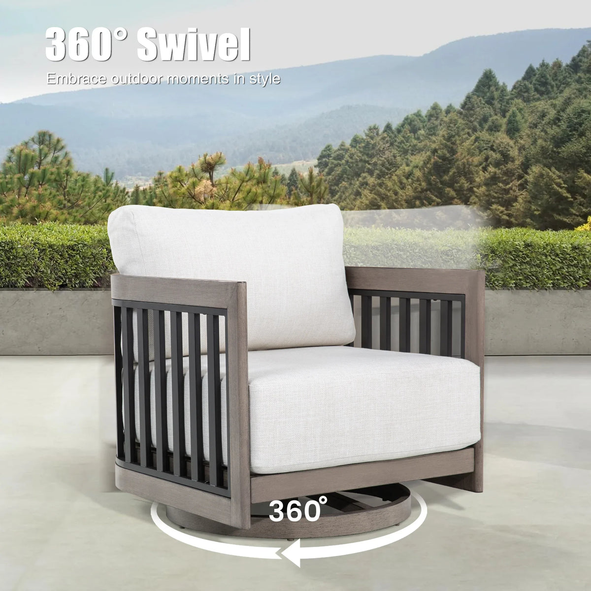Sereno 4-Piece Aluminum Sofa Set with Swivel Club Chairs and Coffee Table
