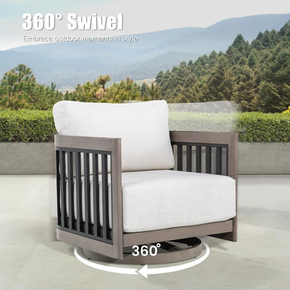 Sereno 4-Person Swivel Chair Set with Round Coffee Table