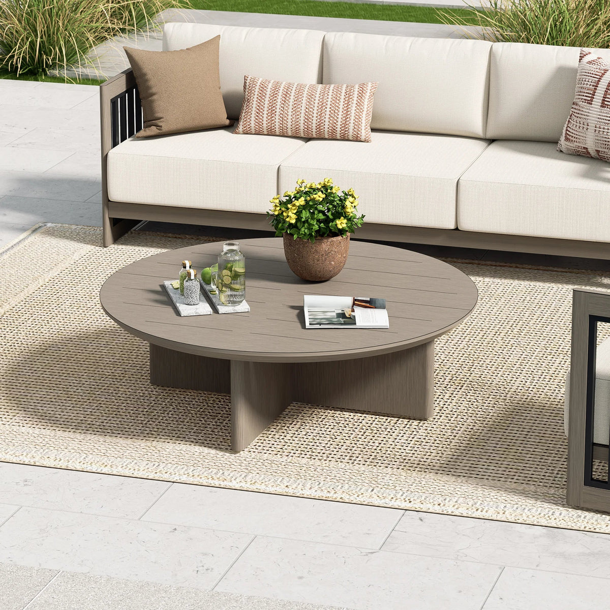 Sereno 6-Piece Swivel Aluminum Patio Conversation Set with Ottomans