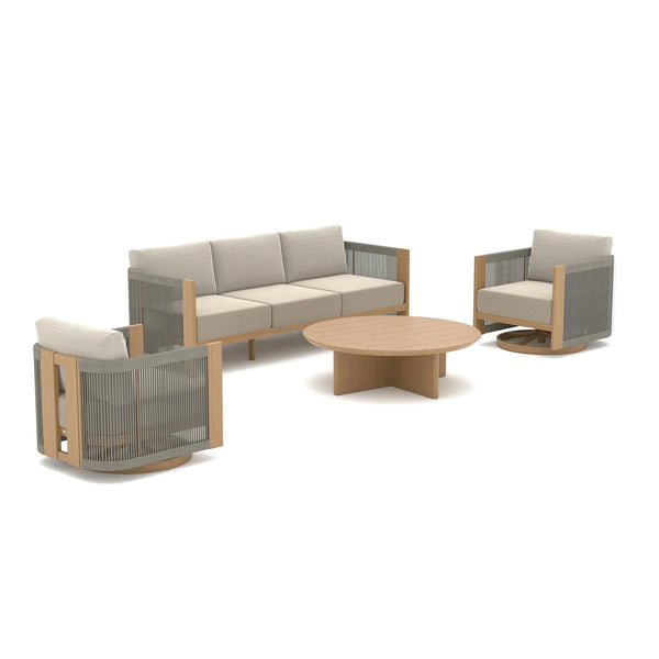 Positano 4-Piece Luxury Swivel Sofa Set with Sunbrella® Cushions