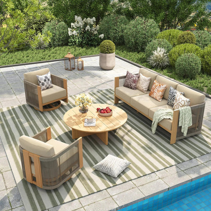 Positano 4-Piece Luxury Swivel Sofa Set with Sunbrella® Cushions