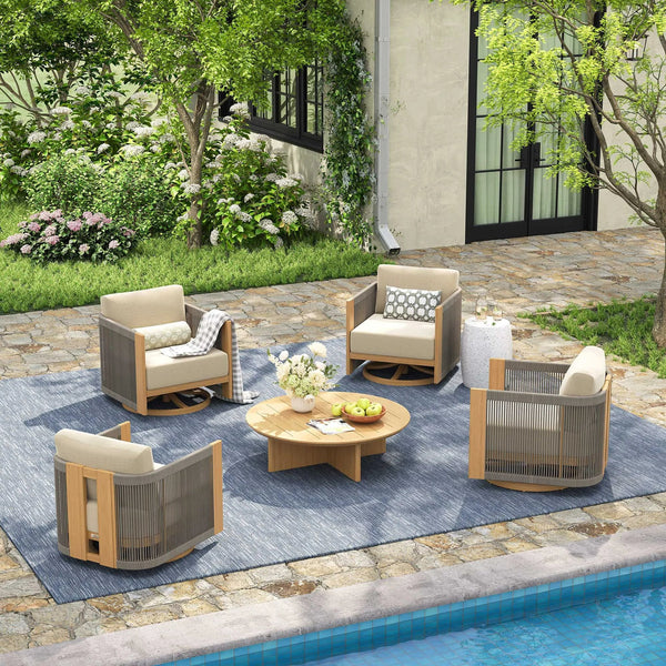 Positano 5-Piece Swivel Patio Lounge Set with Sunbrella® Cushions
