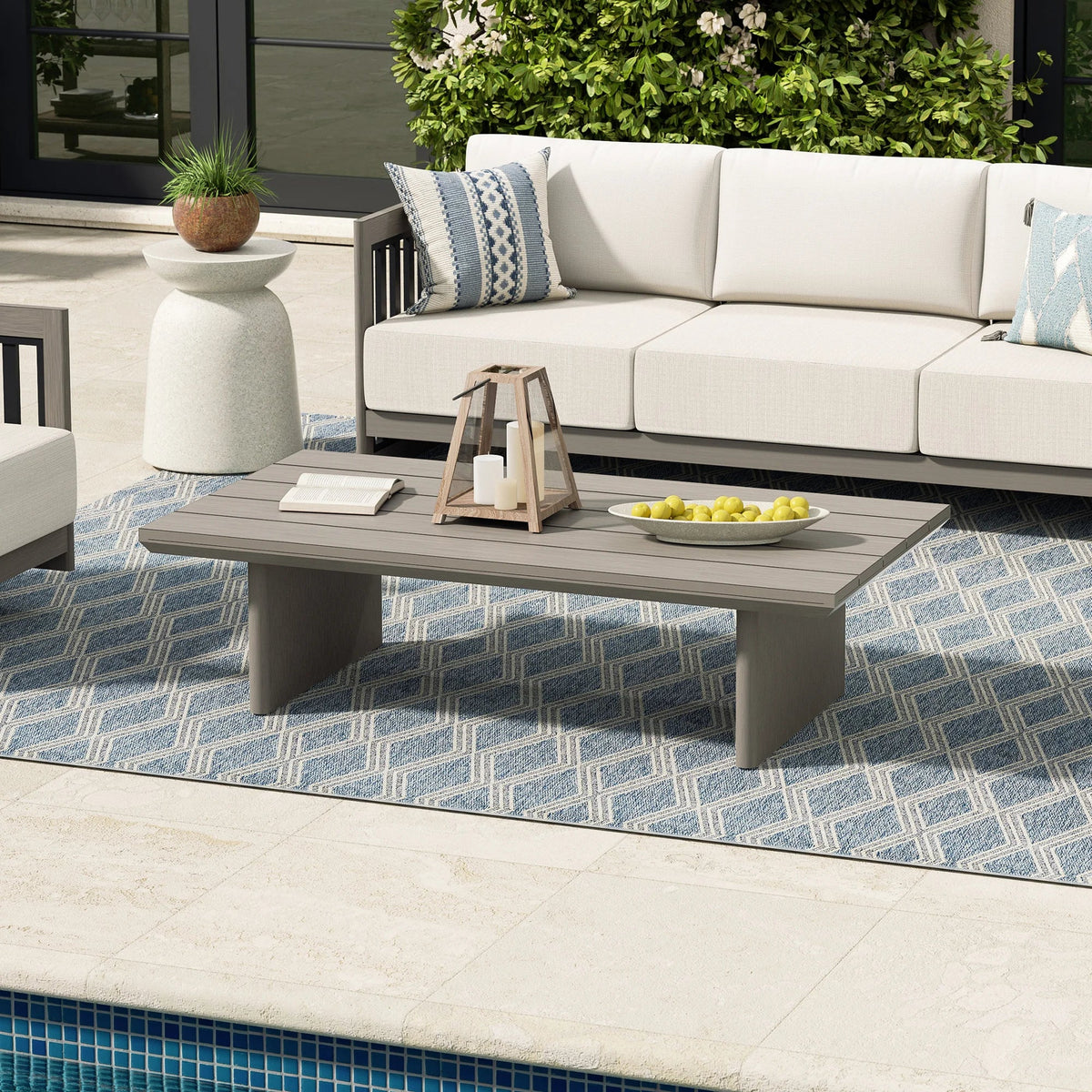 Sereno 4-Piece Aluminum Sofa Set with Swivel Club Chairs and Coffee Table
