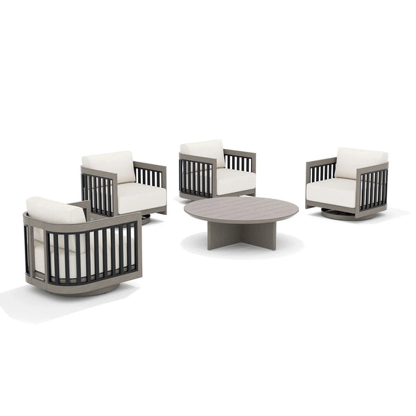 Sereno 4-Person Swivel Chair Set with Round Coffee Table