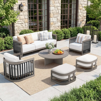 Sereno 6-Piece Aluminum Sofa Lounge Set with Ottomans and Coffee Table