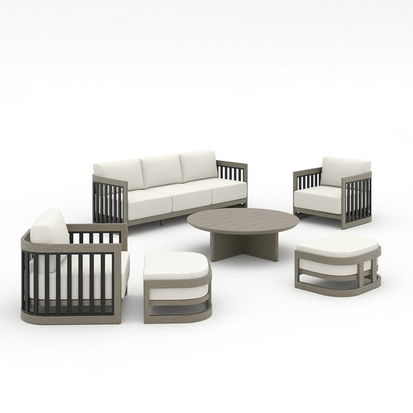 Sereno 6-Piece Aluminum Sofa Lounge Set with Ottomans and Coffee Table