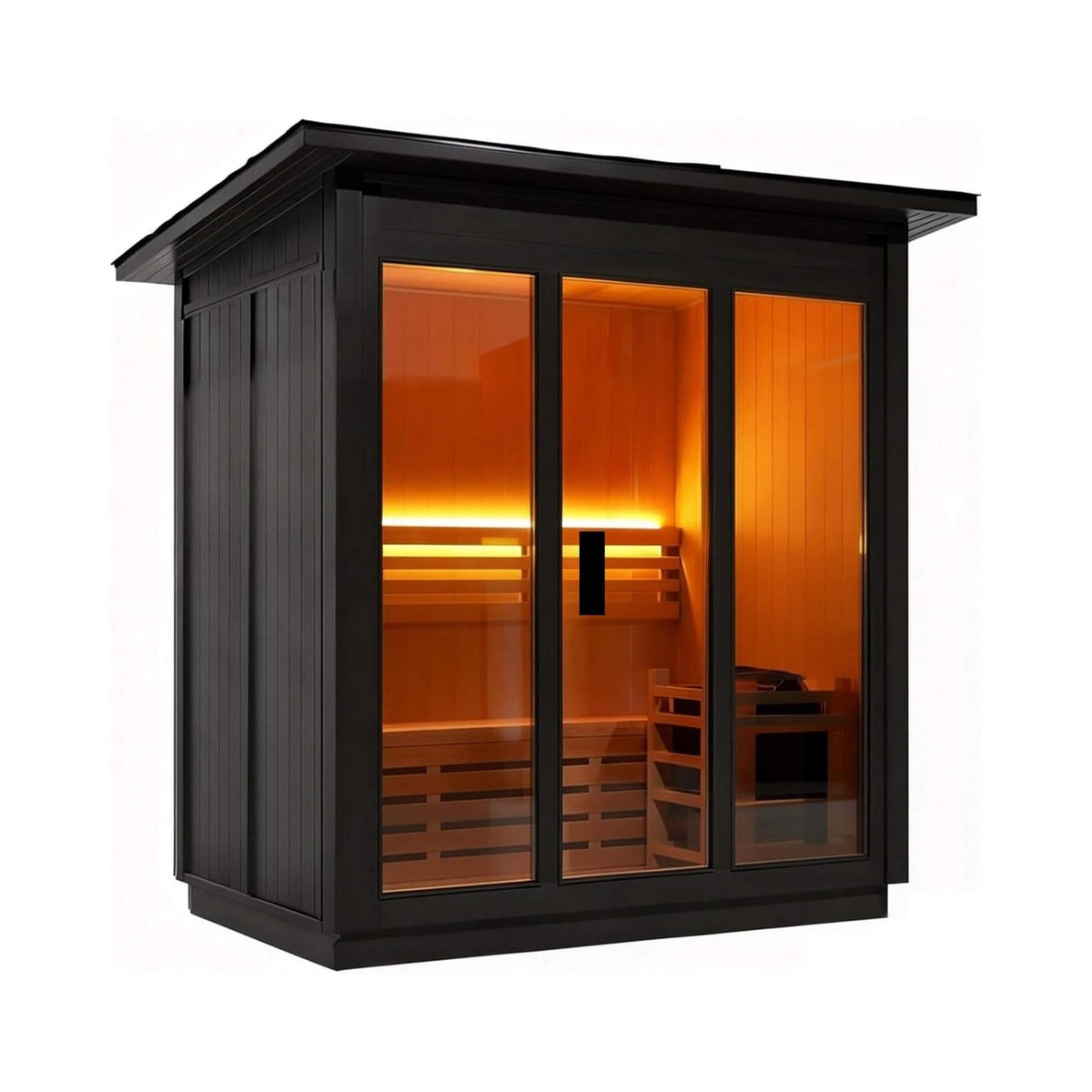 Custom 4-Person Luxury Canadian Red Cedar Outdoor Steam Sauna with Heater