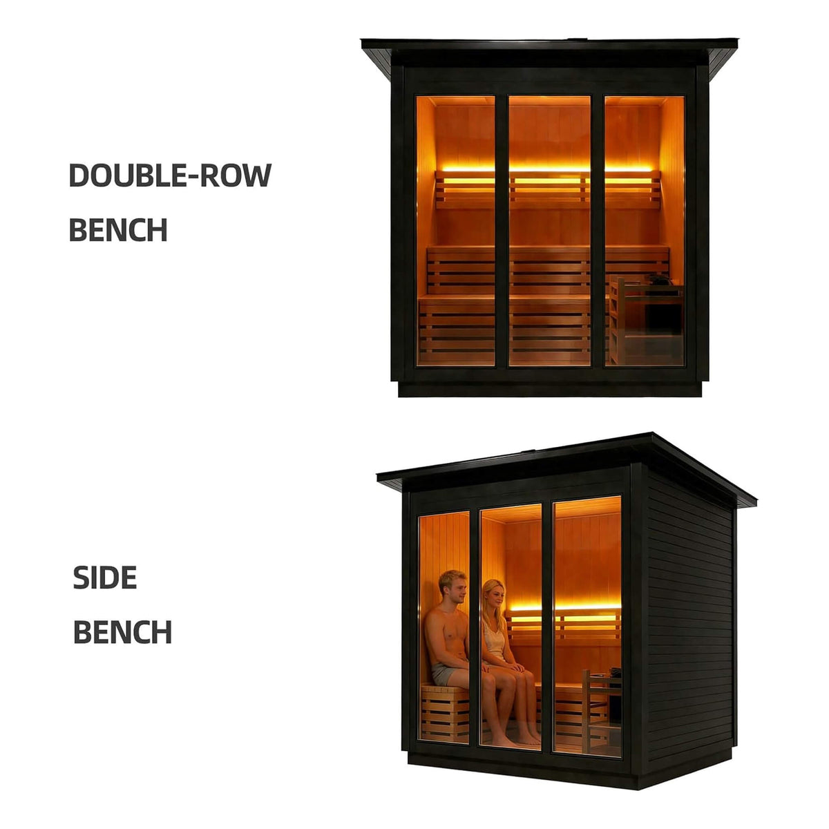 Custom 8-Person Luxury Canadian Red Cedar Outdoor Steam Sauna with Heater
