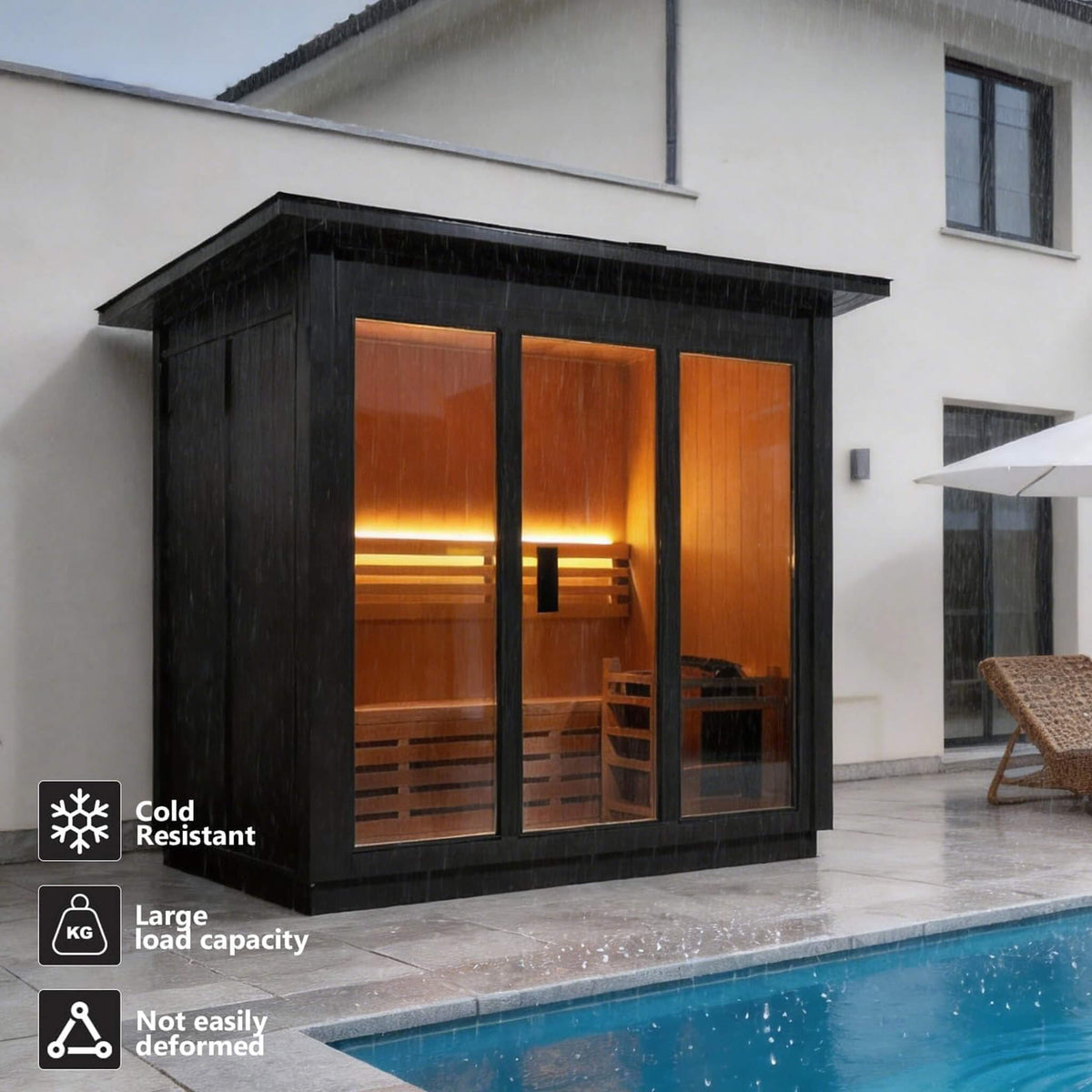 Custom 8-Person Luxury Canadian Red Cedar Outdoor Steam Sauna with Heater