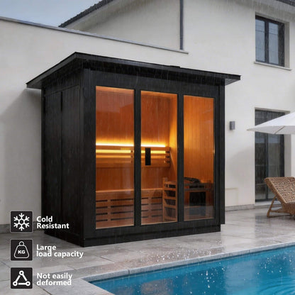 Custom 6-Person Luxury Canadian Red Cedar Outdoor Steam Sauna with Heater