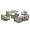 Marindo 6-Piece Swivel Sofa Lounge Set with 50,000 BTU Fire Table