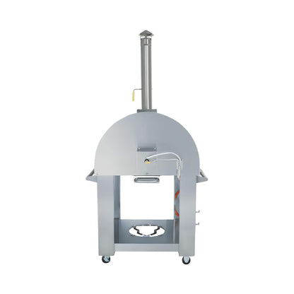 KoKoMo Grills 32" Dual-Fuel Stainless Steel Wood & Gas Pizza Oven with Cart