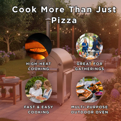 KoKoMo Grills 32" Dual-Fuel Stainless Steel Wood & Gas Pizza Oven with Cart