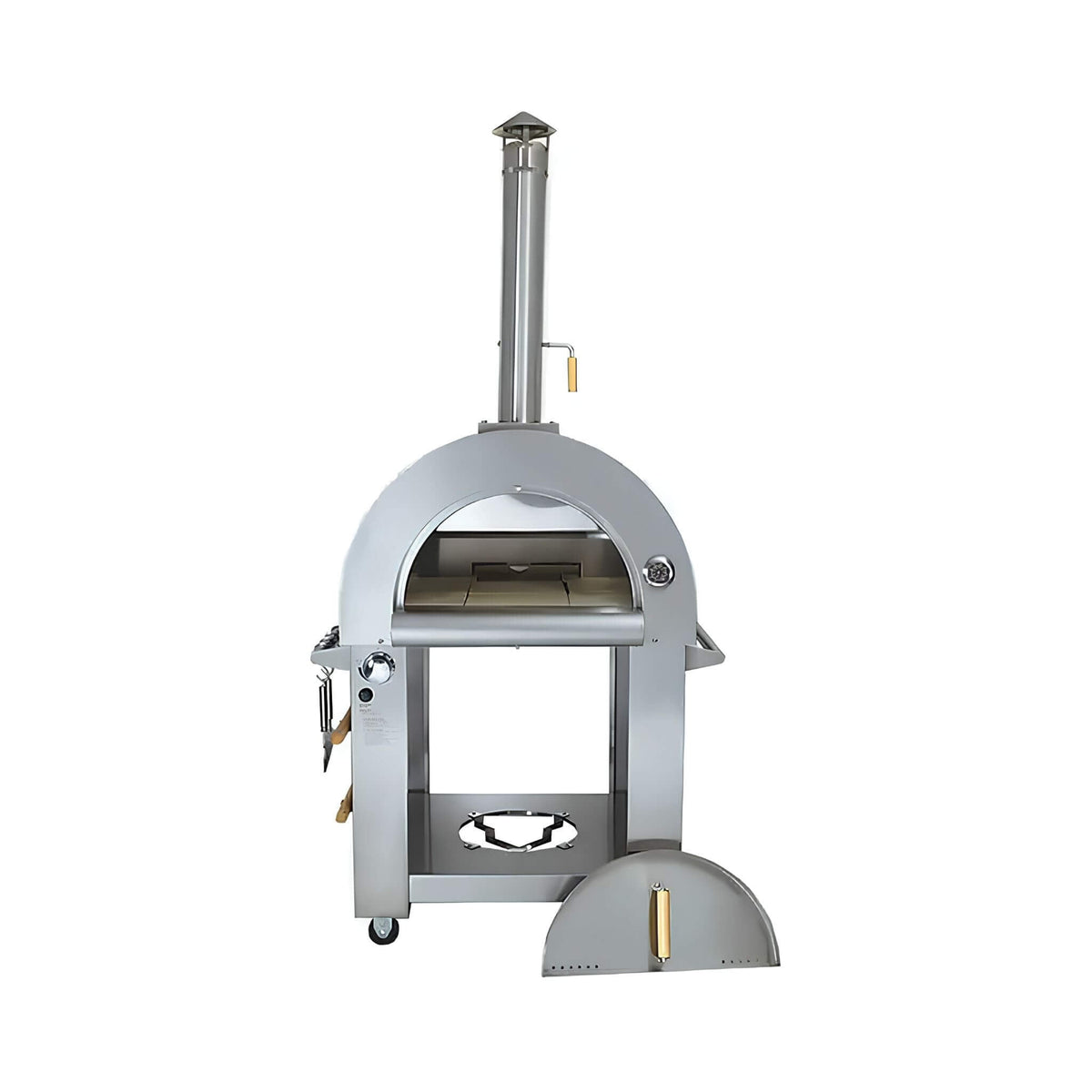 KoKoMo Grills 32" Dual-Fuel Stainless Steel Wood & Gas Pizza Oven with Cart