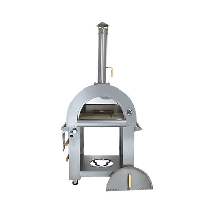 KoKoMo Grills 32" Dual-Fuel Stainless Steel Wood & Gas Pizza Oven with Cart