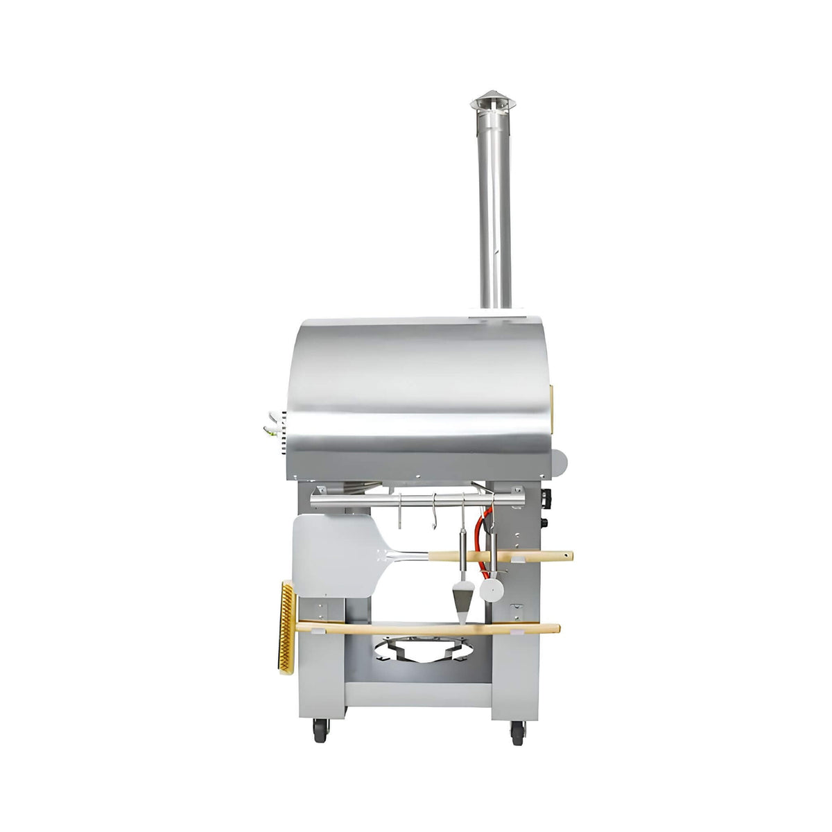 KoKoMo Grills 32" Dual-Fuel Stainless Steel Wood & Gas Pizza Oven with Cart