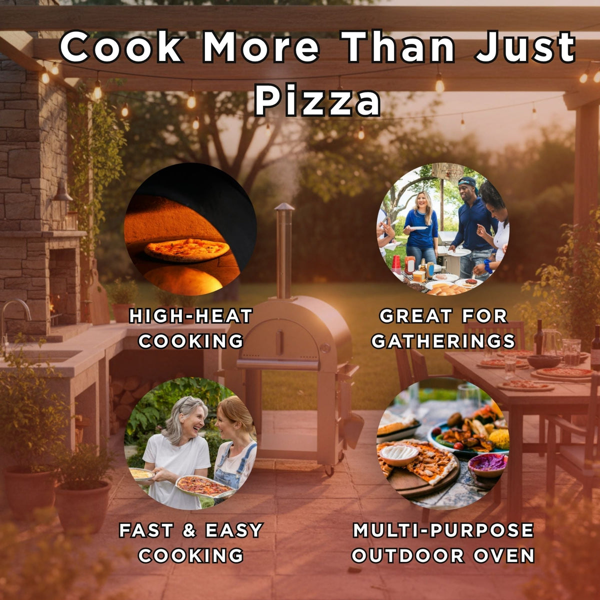 KoKoMo Grills 32" Stainless Steel Wood-Fired Pizza Oven with Cart & Accessory Kit