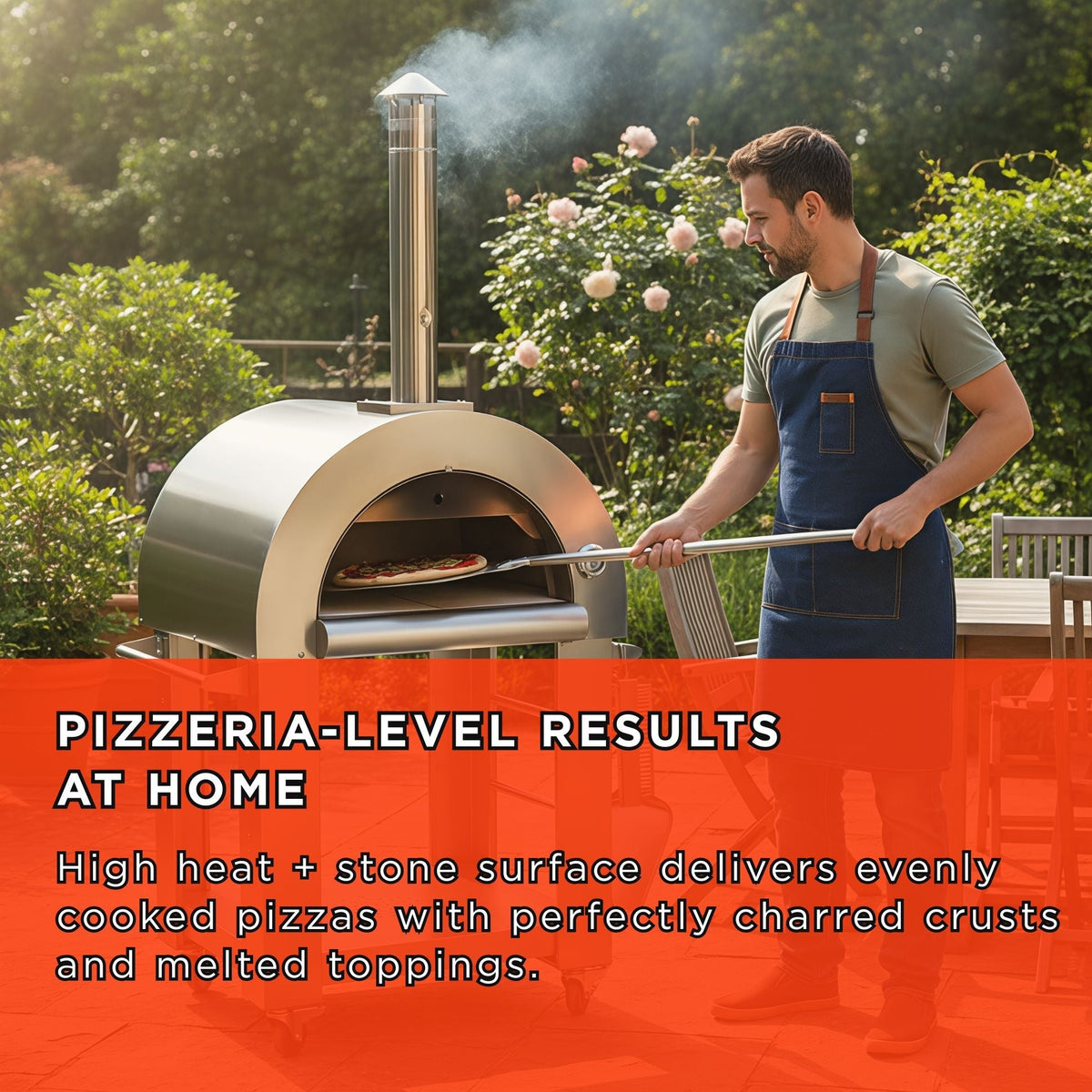 KoKoMo Grills 32" Stainless Steel Wood-Fired Pizza Oven with Cart & Accessory Kit