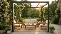 8 Ft. X 8 Ft. Matte Black Aluminum Pergola — Lifestyle